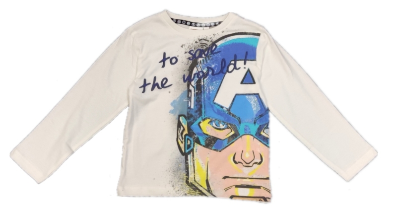 Avengers Langarmshirt für Kinder in weiß mit Captain America